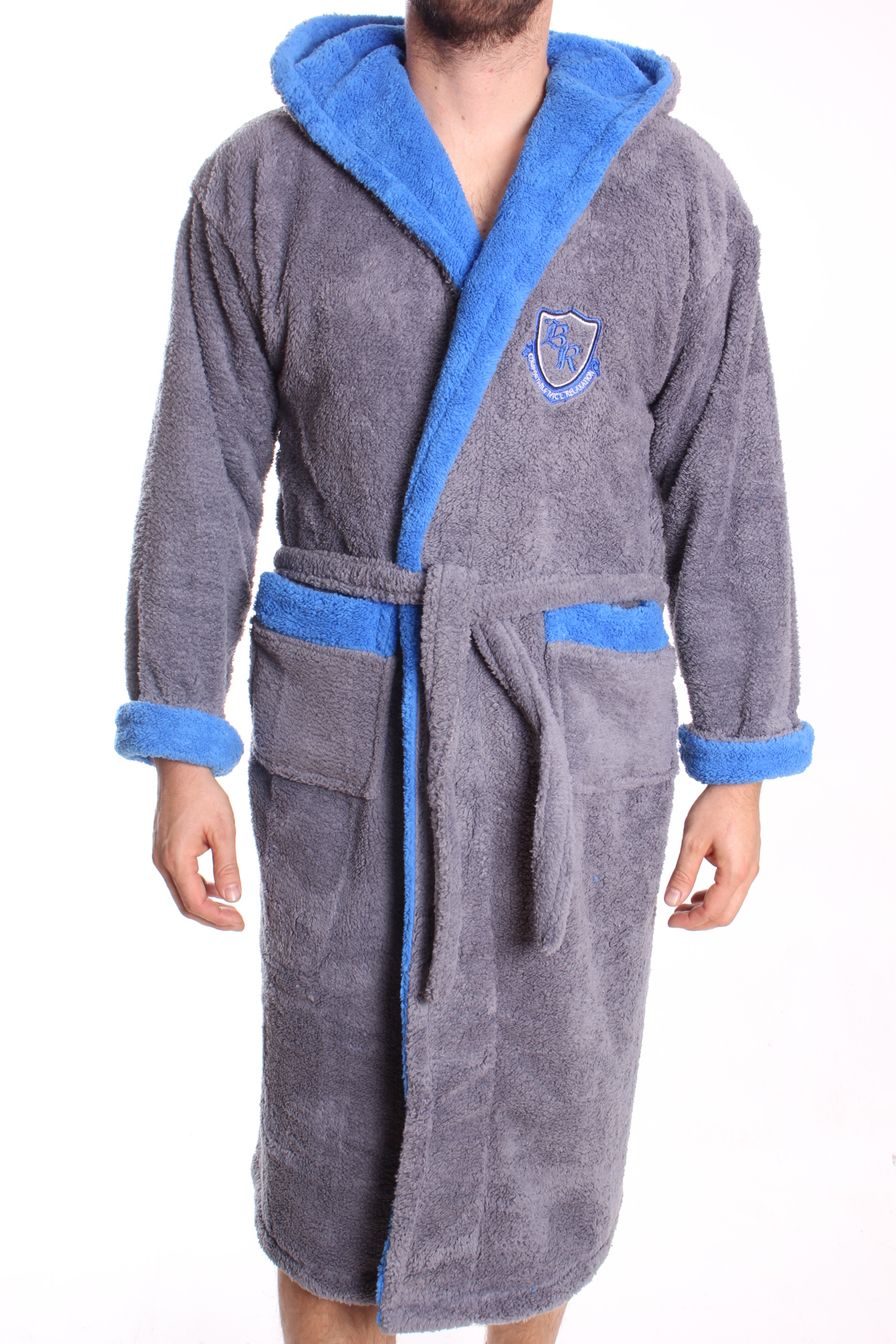 Pánsky župan s kapucňou BARAY (440) - modro-sivý veľkosť 2XL